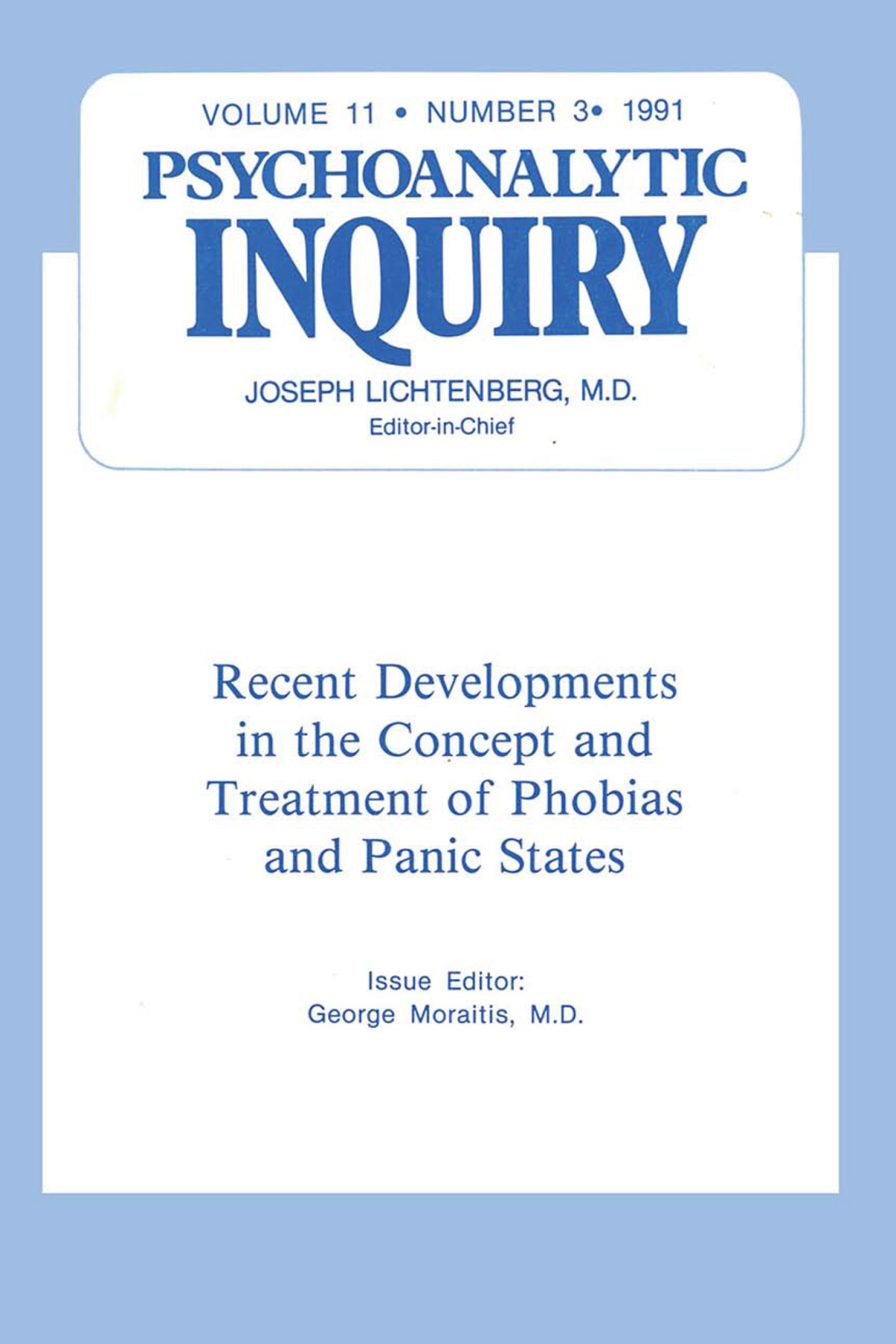 Recent Developments Psychoanalytic Inquiry, 11.3 1st Edition