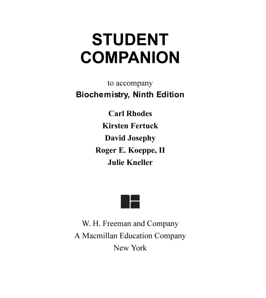 Student Companion to Accompany Biochemistry 9th Edition