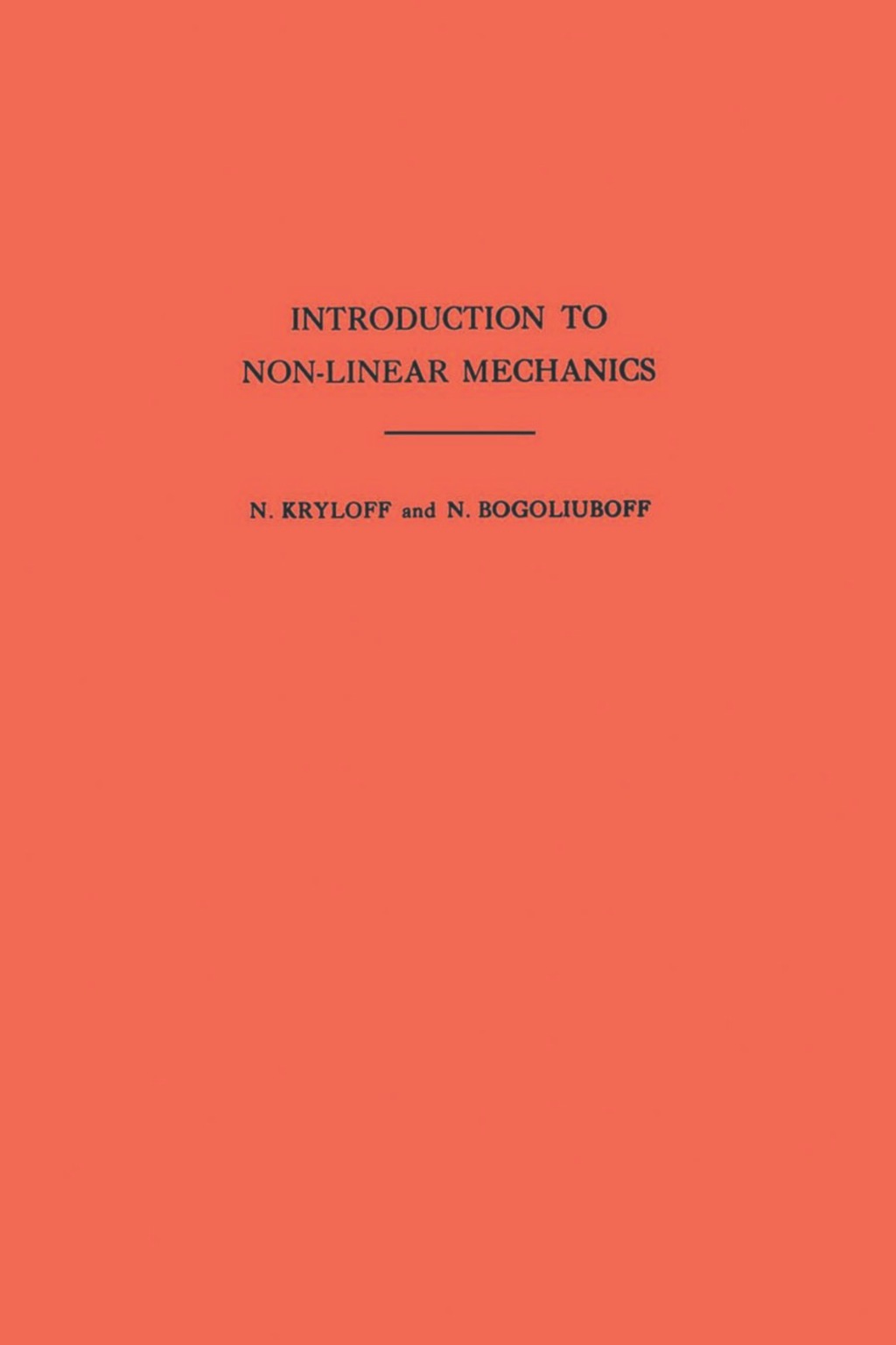Introduction to Non-Linear Mechanics 