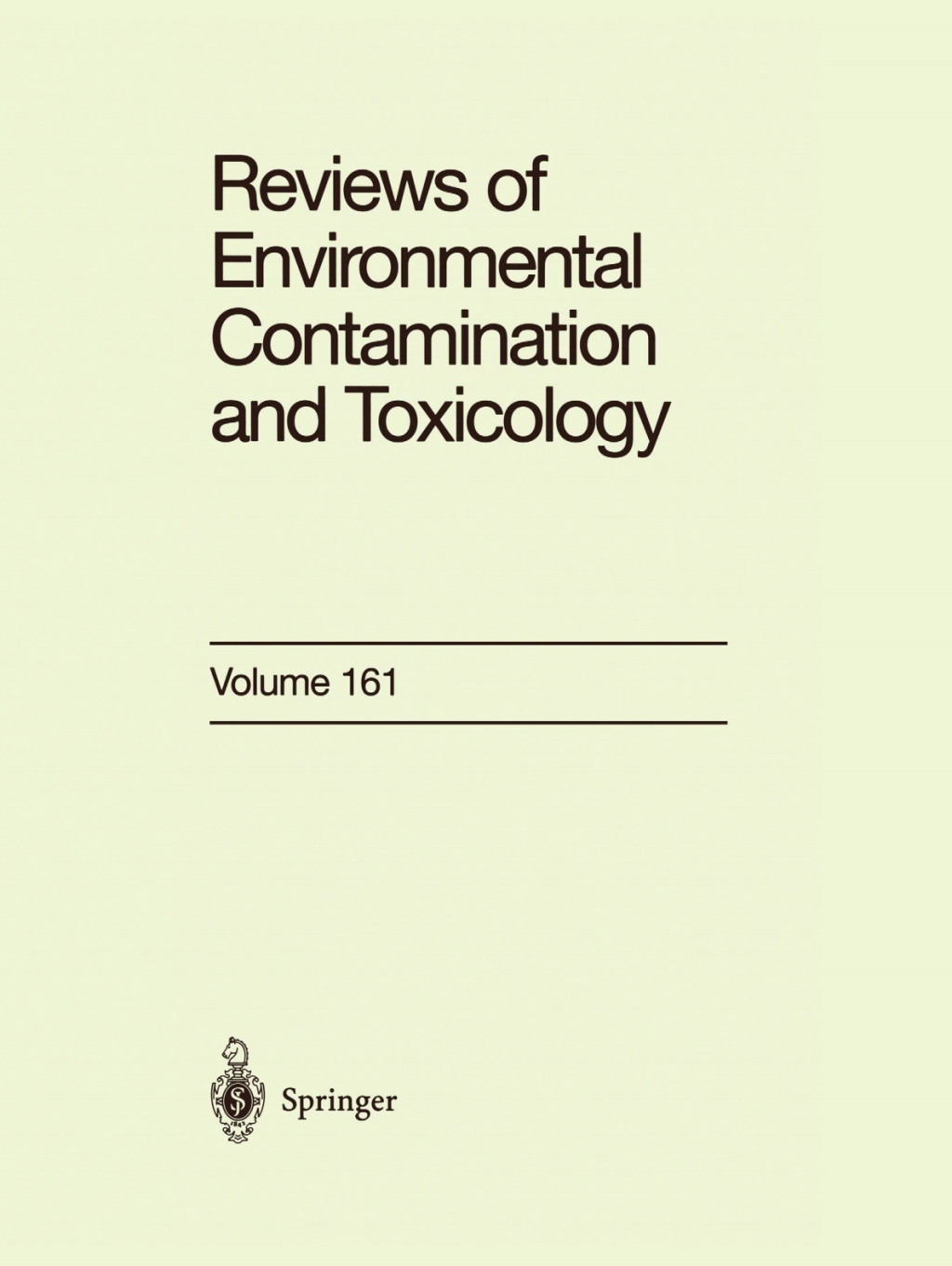 Reviews of Environmental Contamination and Toxicology Continuation of Residue Reviews 
