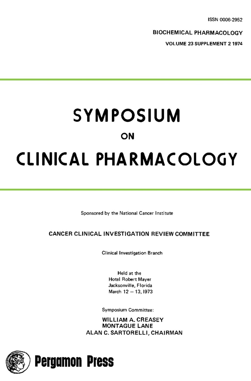 Symposium on Clinical Pharmacology Biochemical Pharmacology 