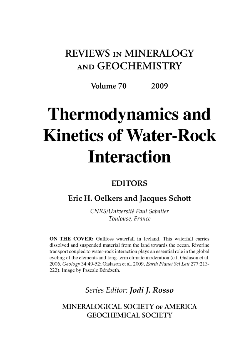 Thermodynamics and Kinetics of Water-Rock Interaction 1st Edition