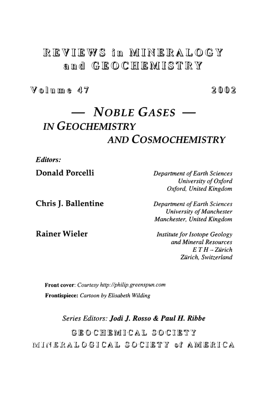 Noble Gases in Geochemistry and Cosmochemistry 1st Edition