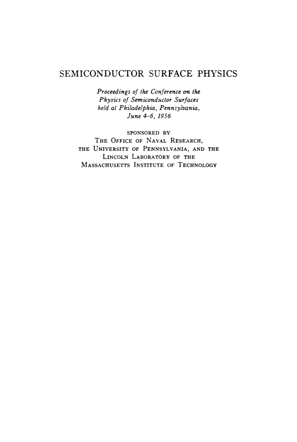 Semiconductor Surface Physics 