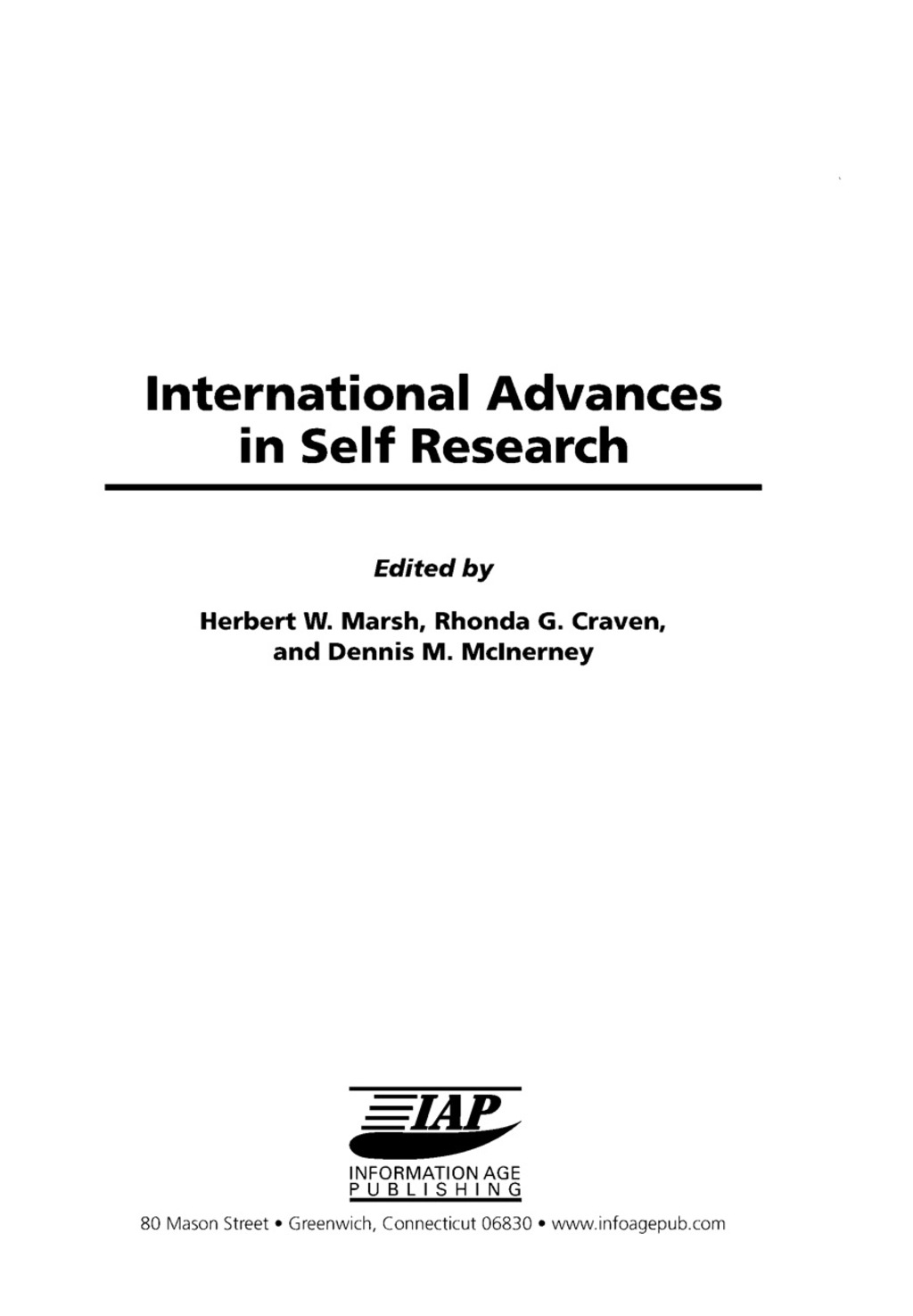 International Advances in Self Research - volume 1 