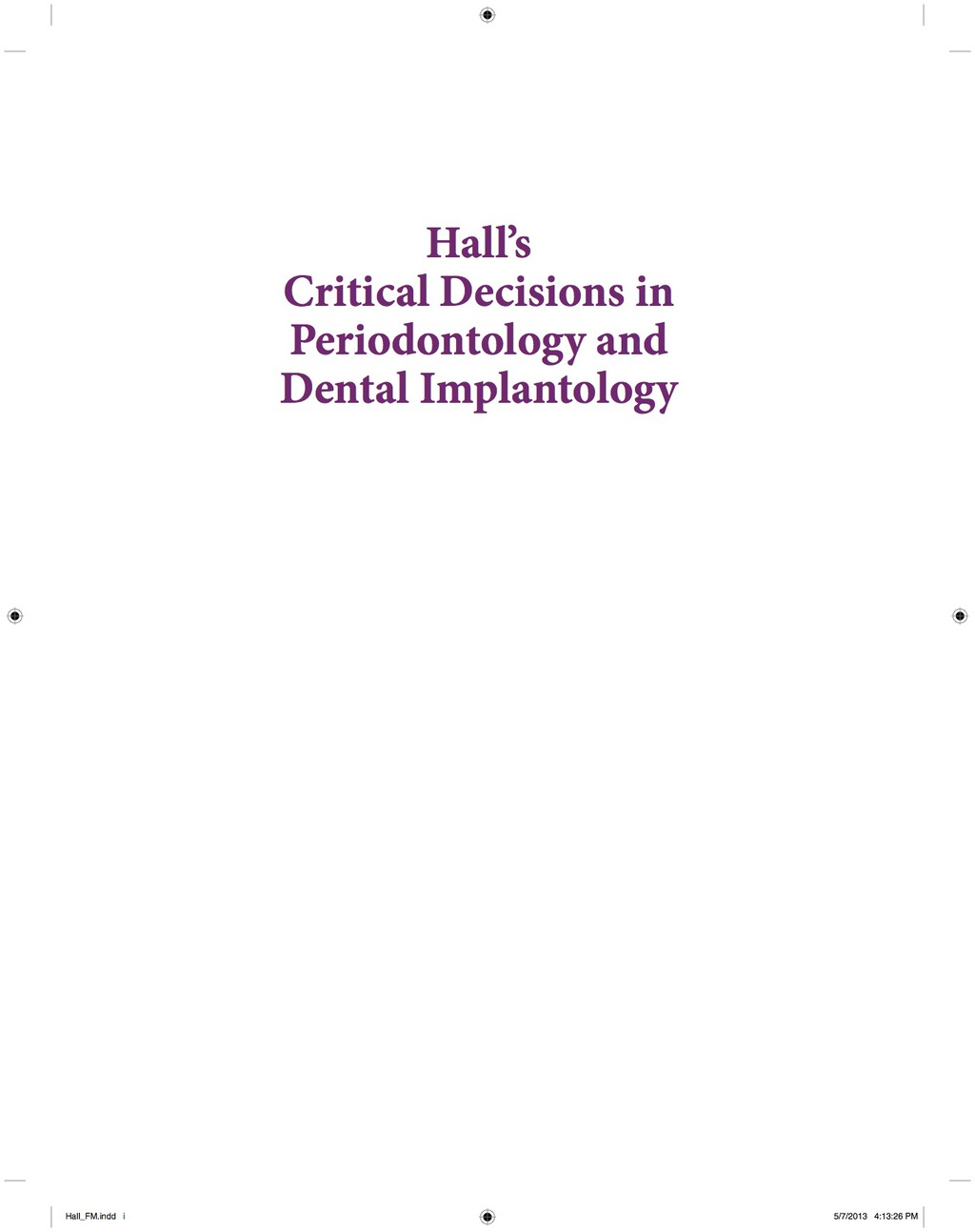 Hall's Critical Decisions in Periodontology 