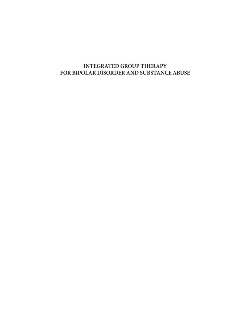 Integrated Group Therapy for Bipolar Disorder and Substance Abuse 
