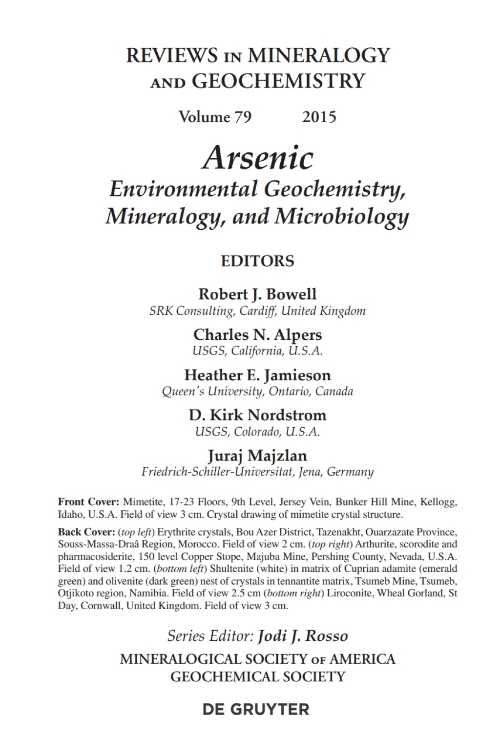Arsenic Environmental Geochemistry, Mineralogy, and Microbiology 1st Edition