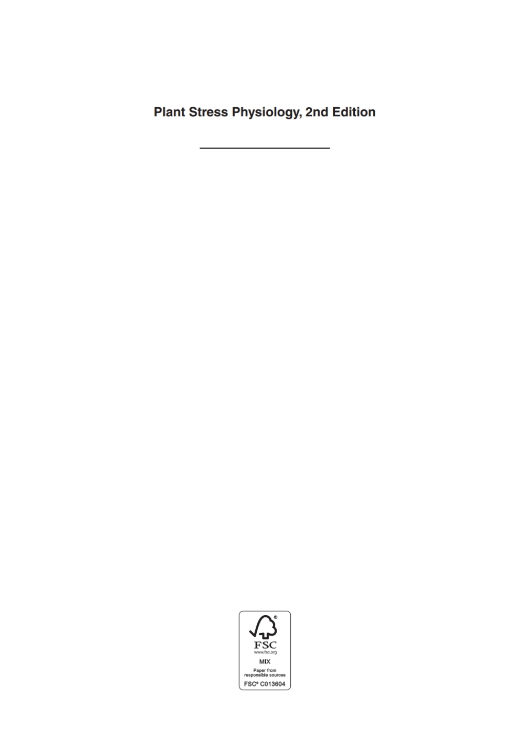 Plant Stress Physiology 2nd Edition