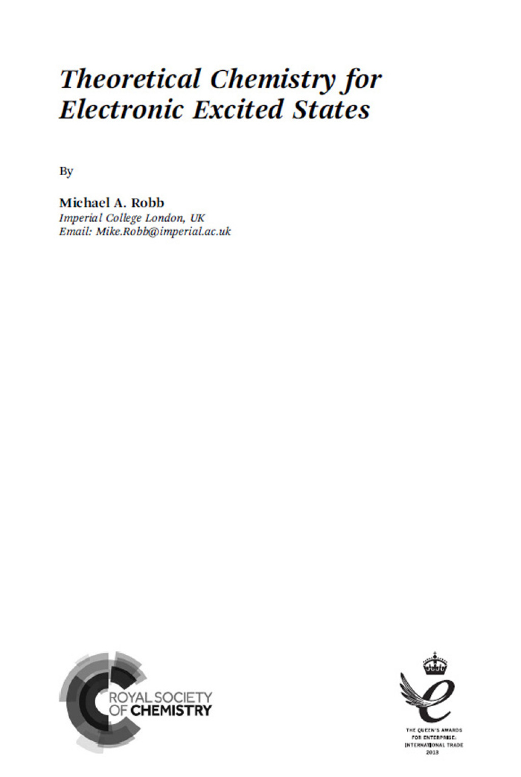 Theoretical Chemistry for Electronic Excited States 1st Edition