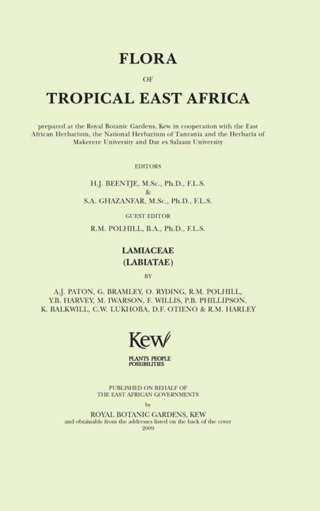 Flora of Tropical East Africa Lamiaceae (Labiatae) 
