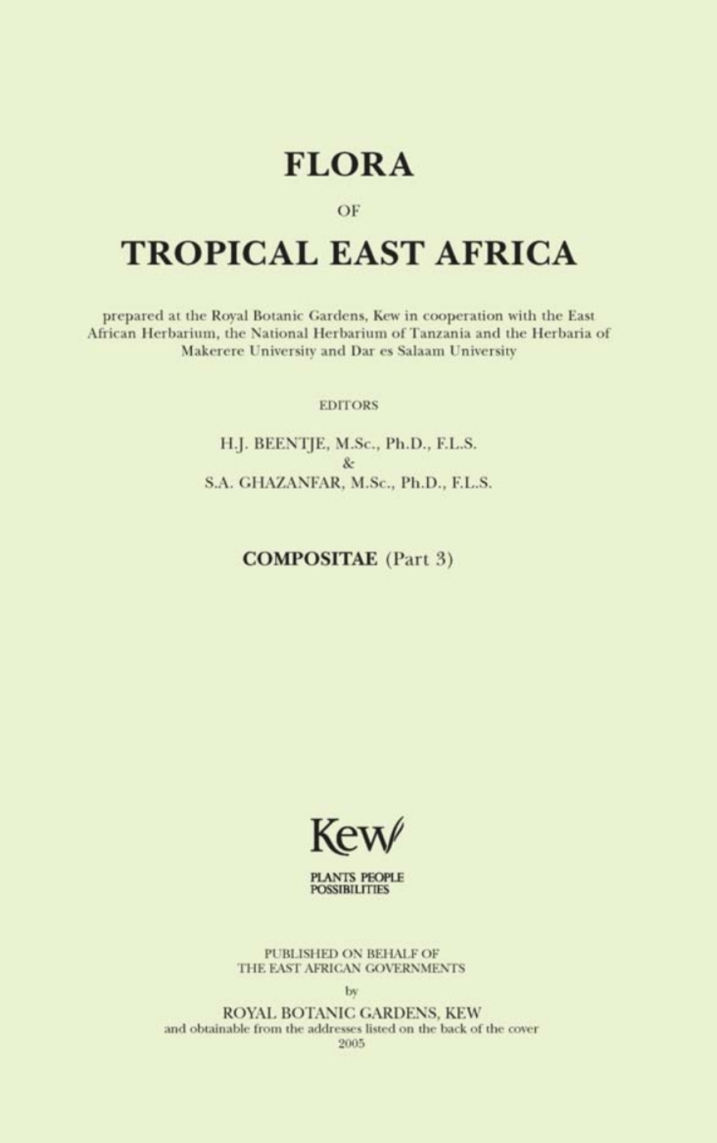 Flora of Tropical East Africa Compositae (Part 3) 