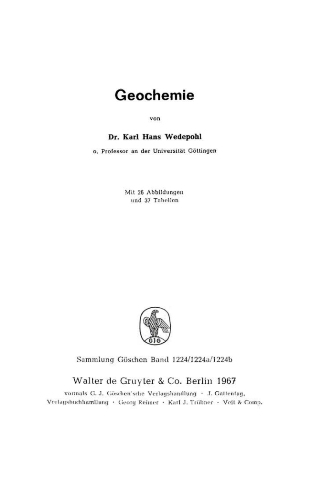 Geochemie 1st Edition
