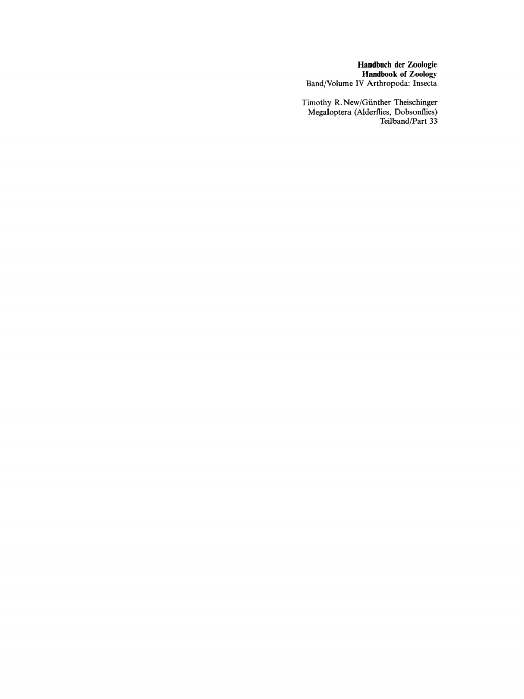 Megaloptera (Adlerflies, Dobsonflies) 1st Edition
