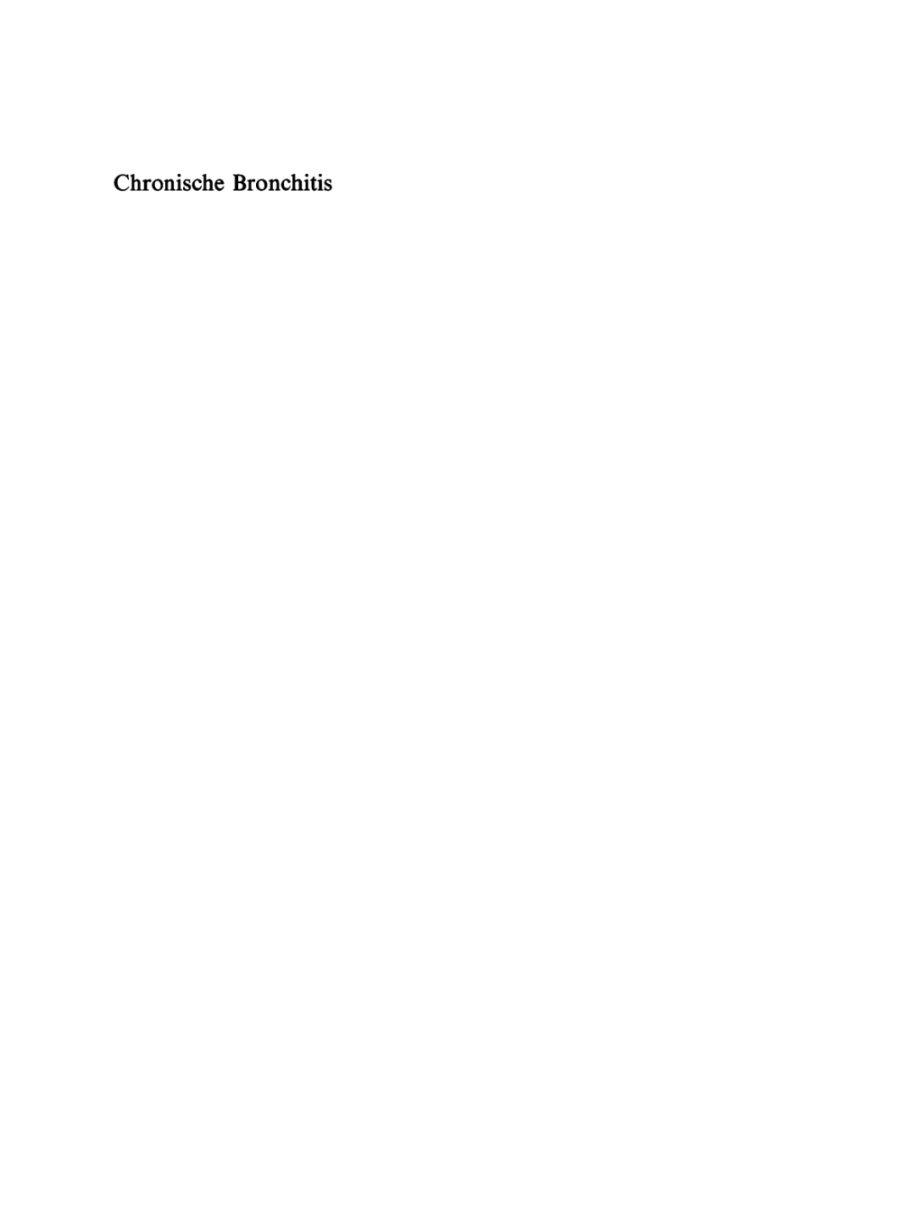 Chronische Bronchitis 1st Edition