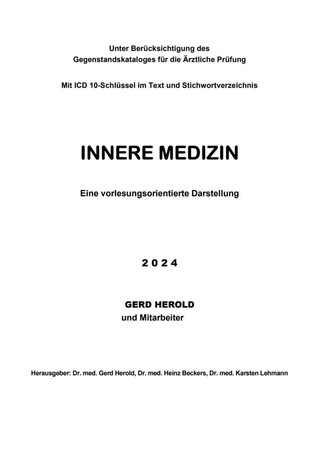 Innere Medizin 2024 1st Edition