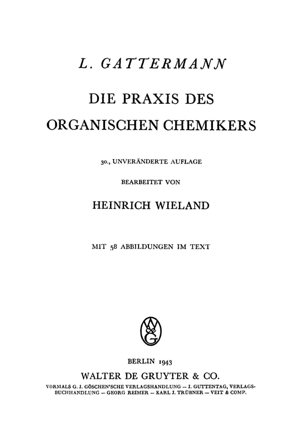 Die Praxis des organischen Chemikers 30th Edition