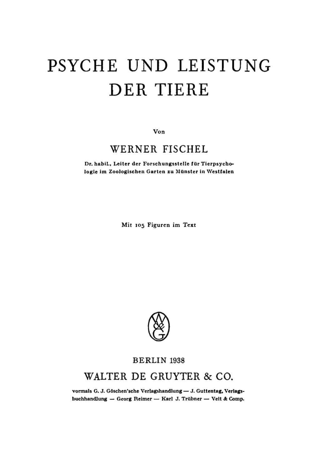 Psyche und Leistung der Tiere 1st Edition