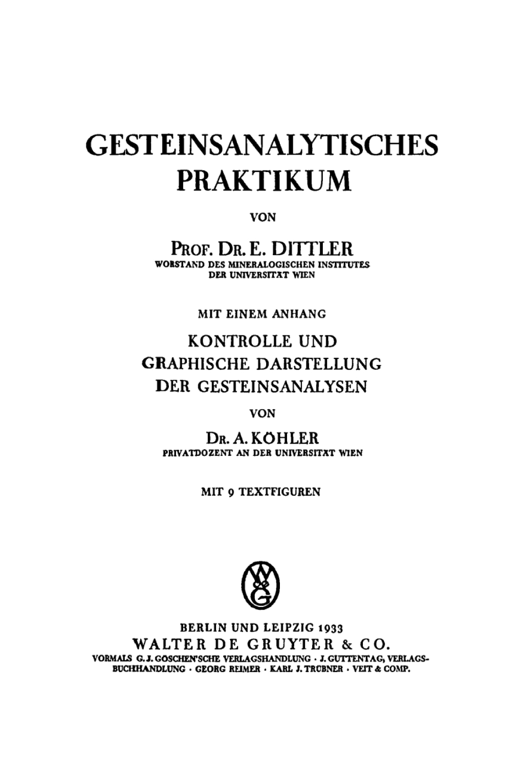 Gesteinsanalytisches Praktikum 1st Edition