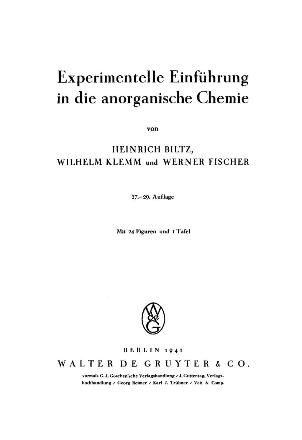 Experimentelle EinfÃƒÂ¼hrung in die anorganische Chemie 27th Edition