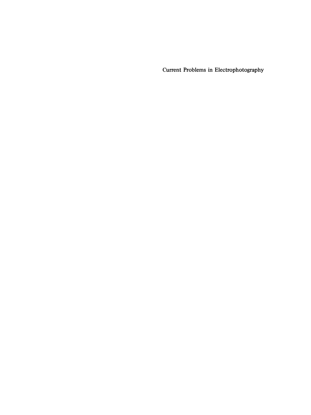 Current problems in electrophotography 1st Edition