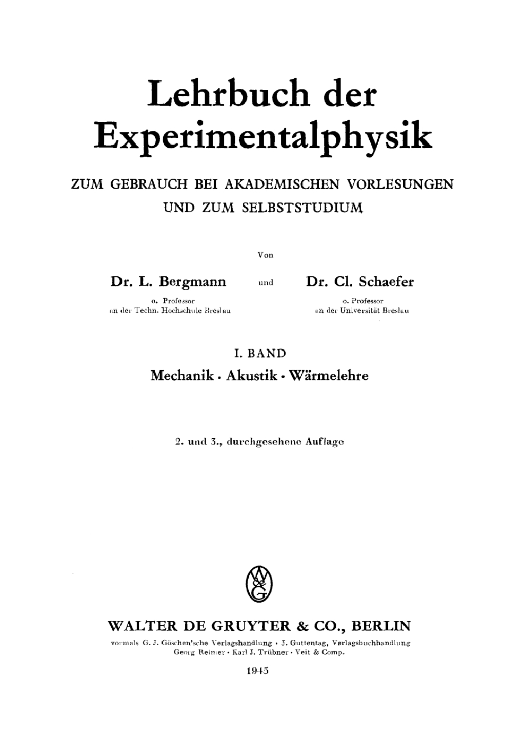 Mechanik Ã¢â‚¬â€œ Akustik Ã¢â‚¬â€œ WÃƒÂ¤rmelehre 2nd Edition