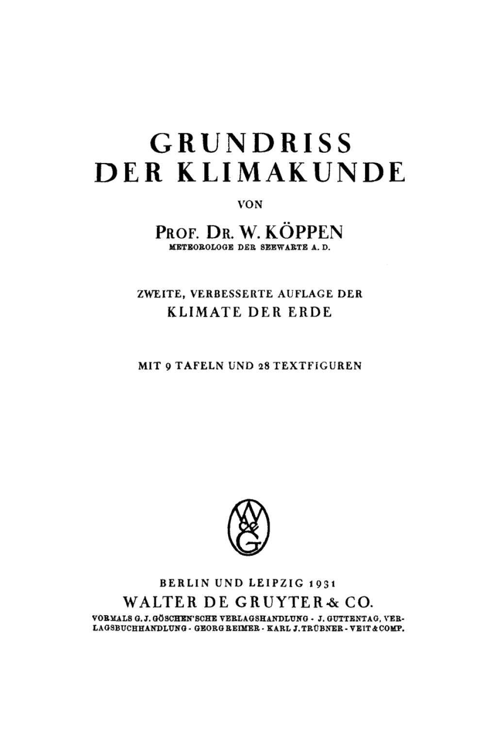 GrundriÃƒÅ¸ der Klimakunde 1st Edition