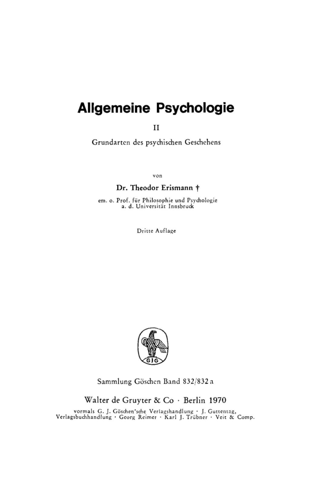 Grundarten des psychischen Geschehens 3rd Edition