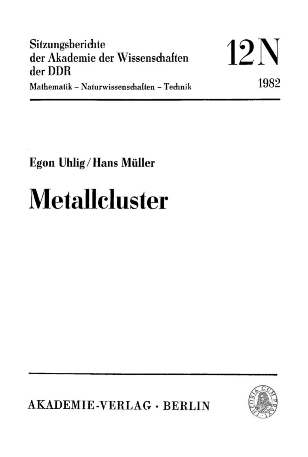 Metallcluster 1st Edition