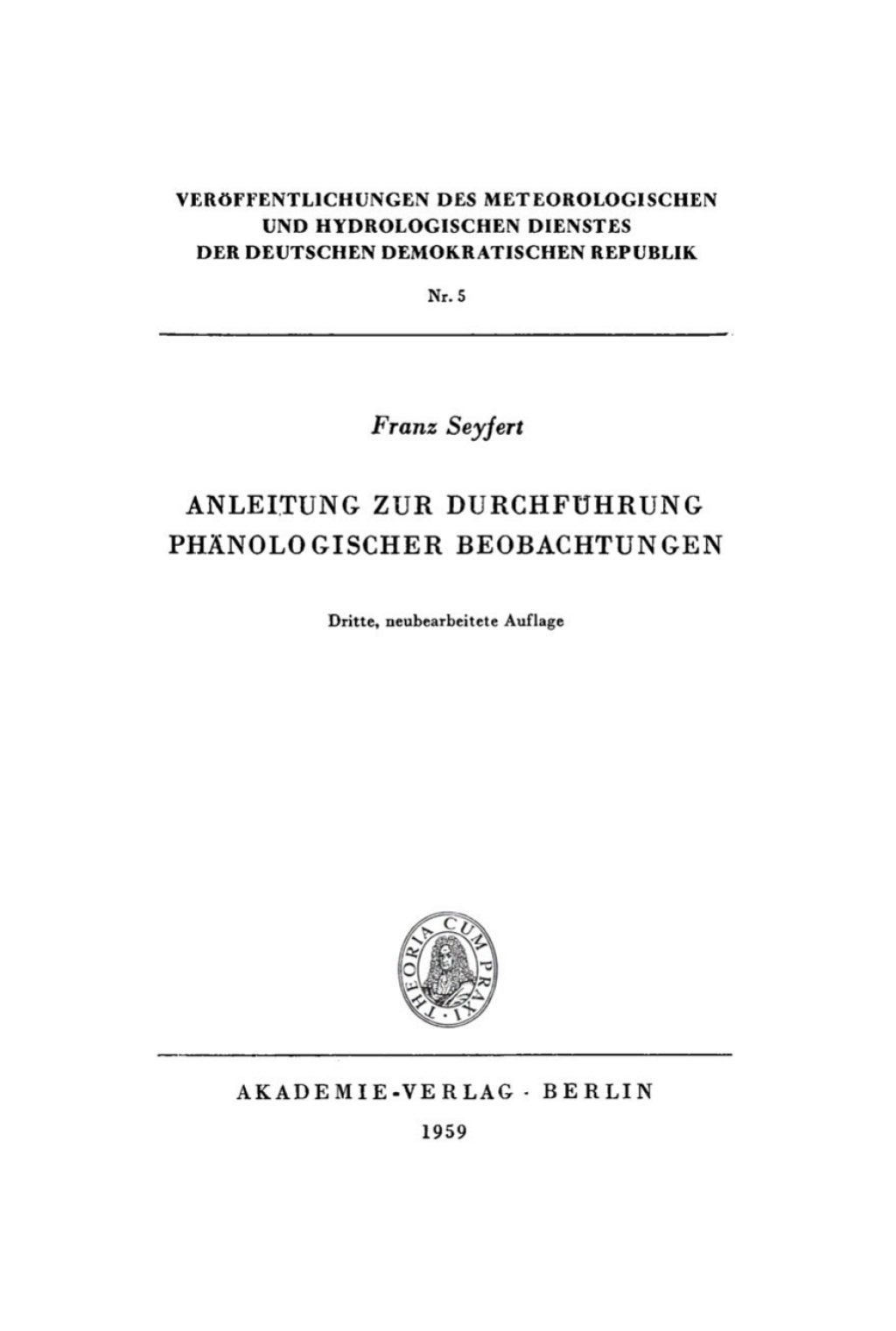 Anleitung zur DurchfÃƒÂ¼hrung phÃƒÂ¤nologischer Beobachtungen 3rd Edition