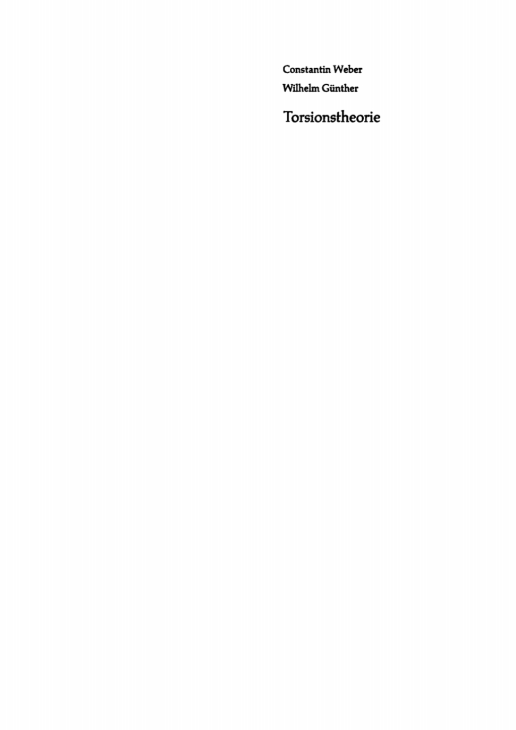 Torsionstheorie 1st Edition