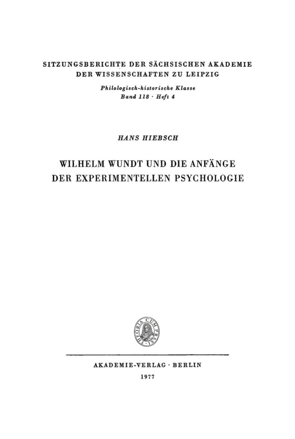 Wilhelm Wundt und die AnfÃƒÂ¤nge der experimentellen Psychologie 1st Edition