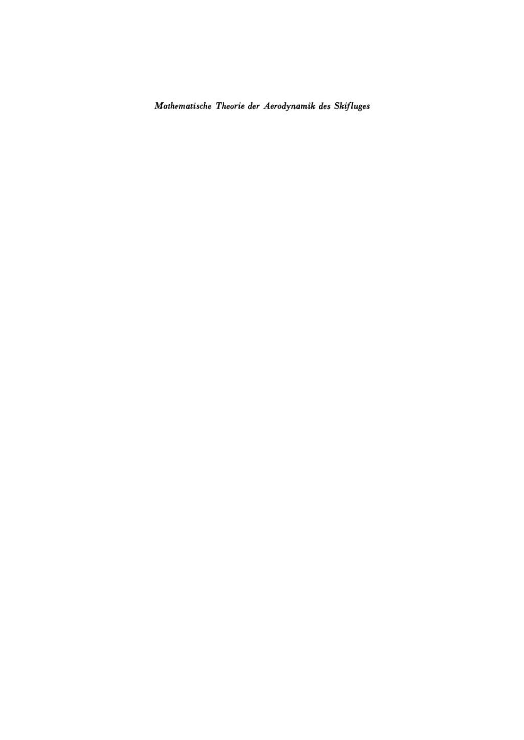 Mathematische Theorie der Aerodynamik des Skifluges 1st Edition