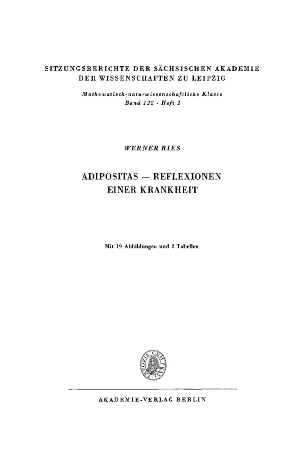 Adipositas Ã¢â‚¬â€œ Reflexionen einer Krankheit 1st Edition
