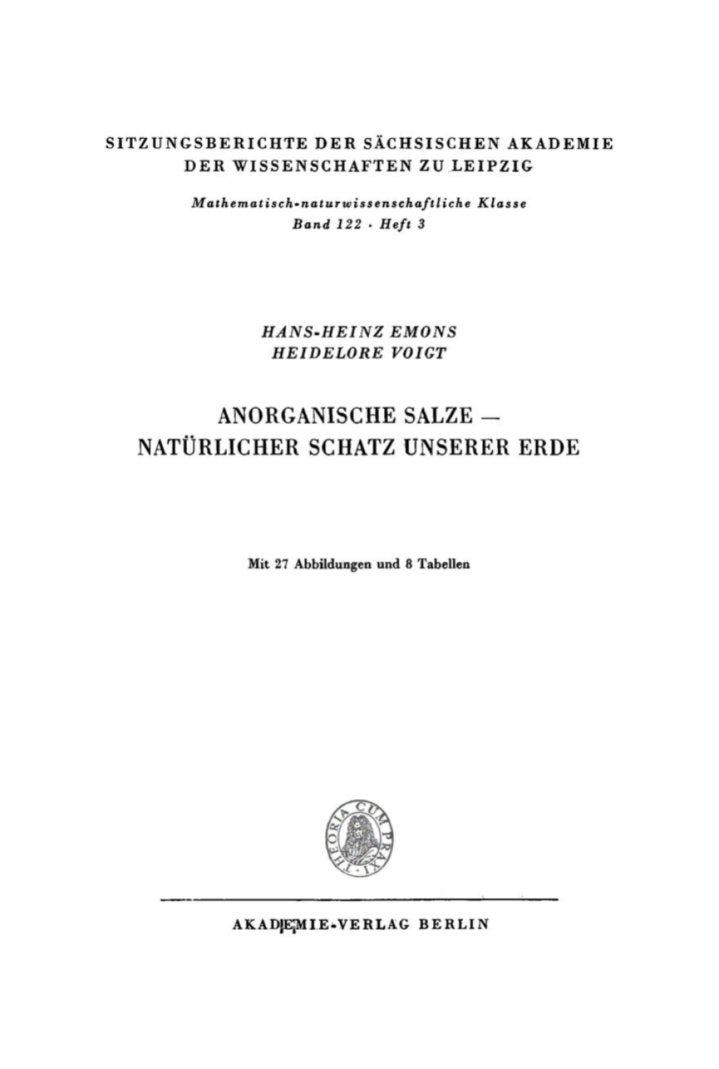 Anorganische Salze Ã¢â‚¬â€œ NatÃƒÂ¼rlicher Schatz unserer Erde 1st Edition