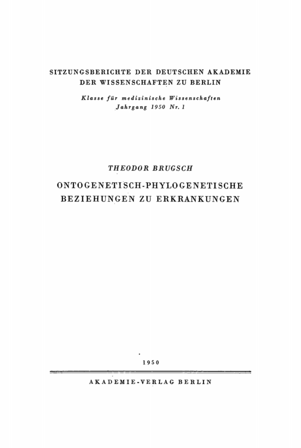 Ontogenetisch-phylogenetische Beziehungen zu Erkrankungen 1st Edition