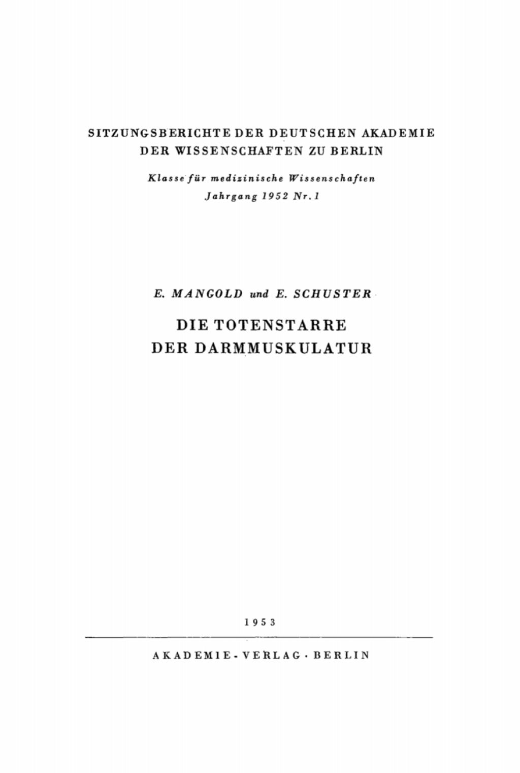 Die Totenstarre der Darmmuskulatur 1st Edition