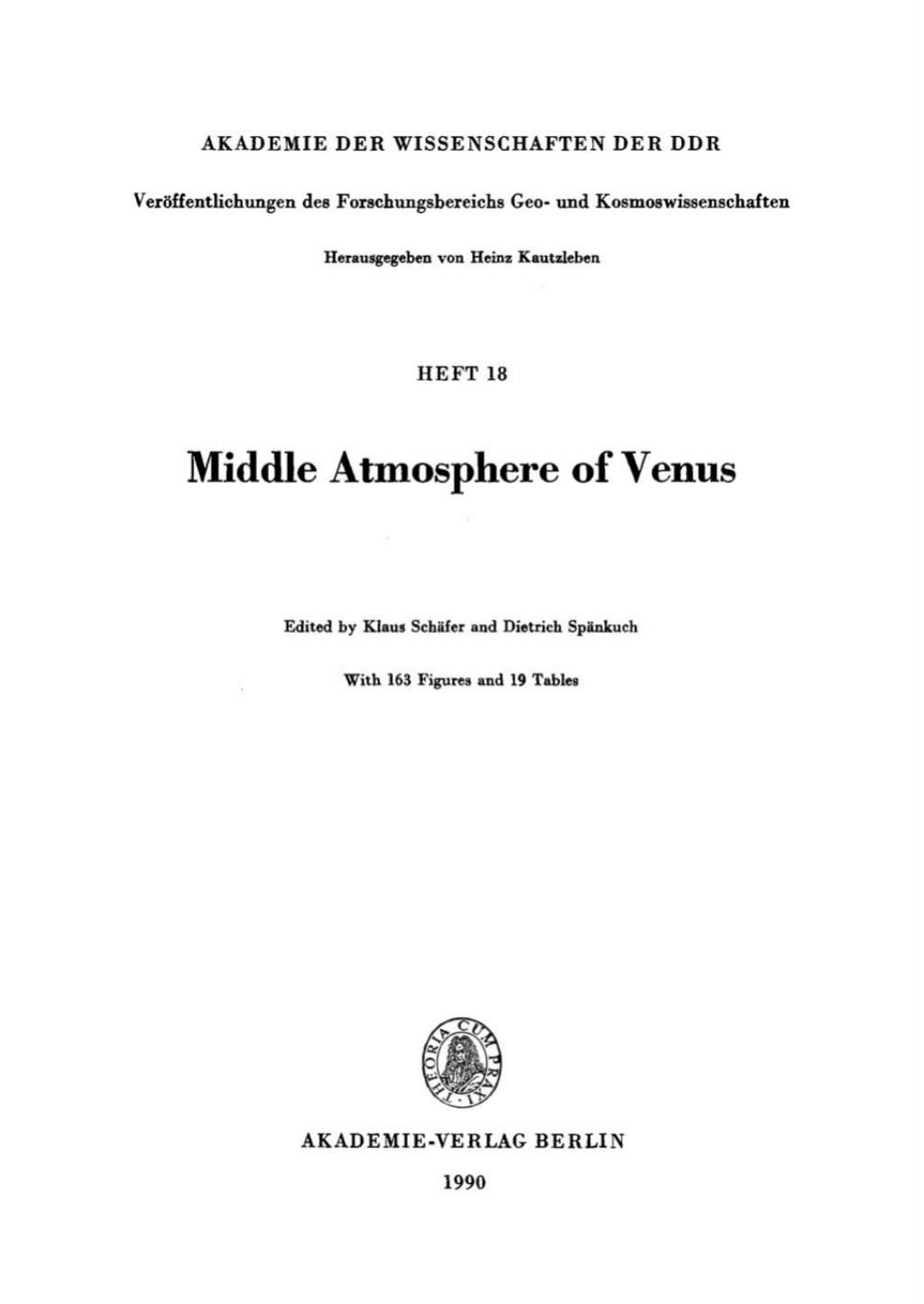 Middle Atmosphere of Venus 1st Edition