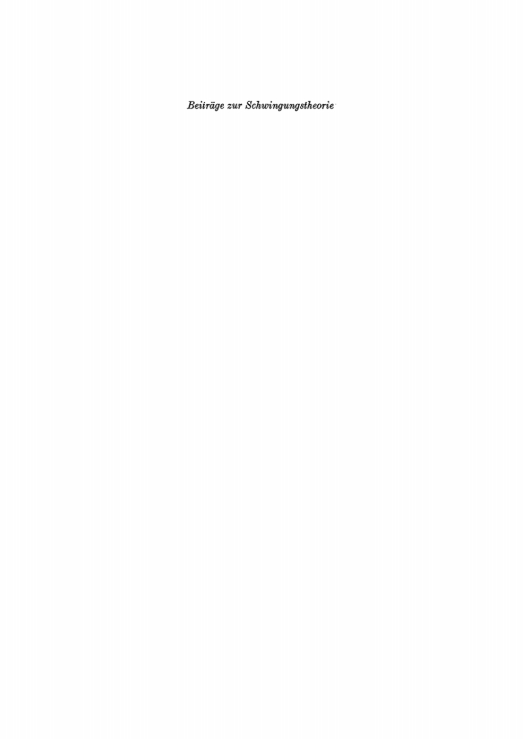 BeitrÃƒÂ¤ge zur Schwingungstheorie 1st Edition