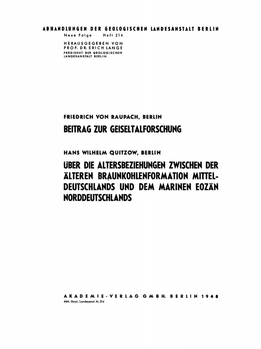 Beitrag zur Geiseltalforschung 1st Edition