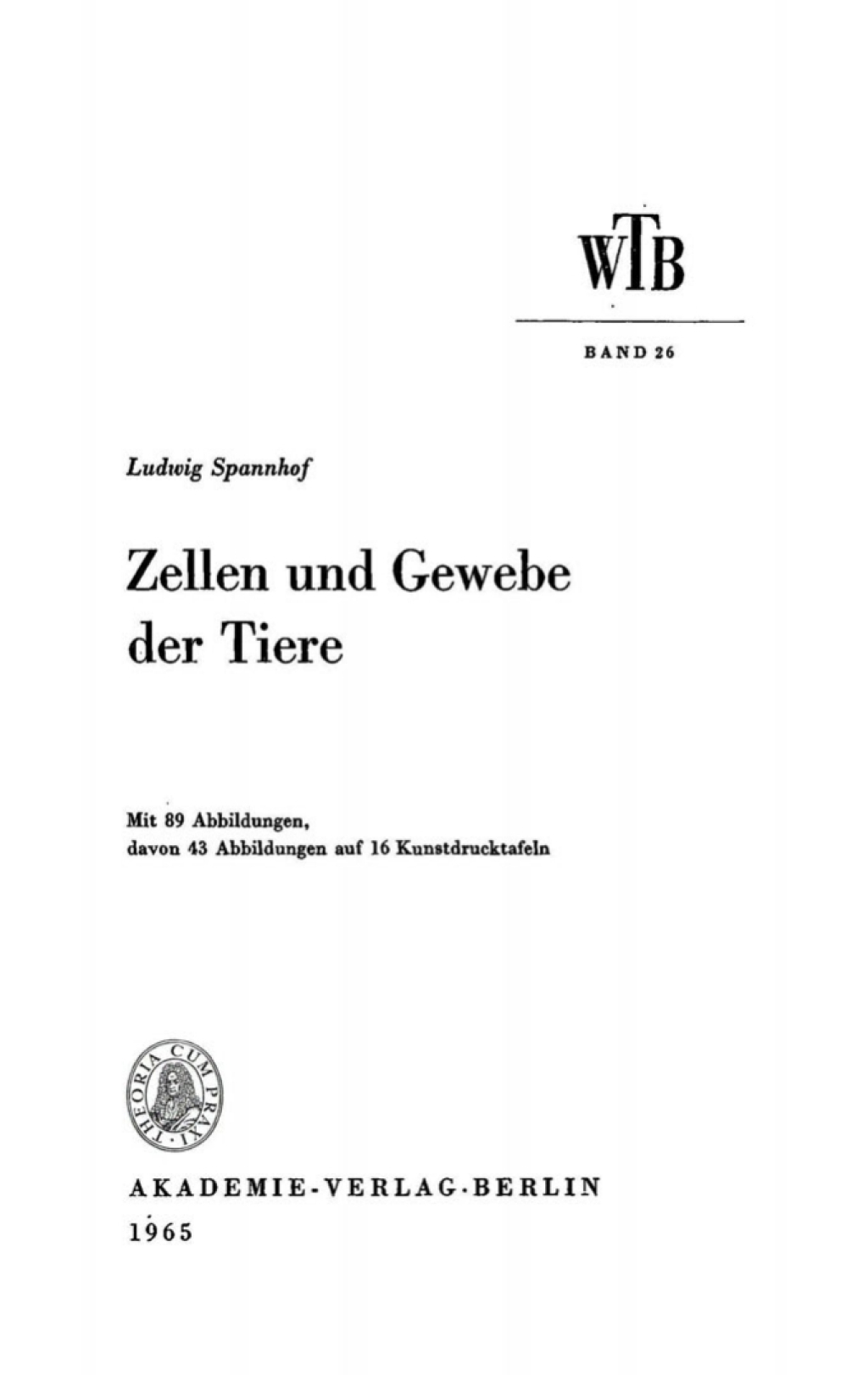 Zellen und Gewebe der Tiere 1st Edition