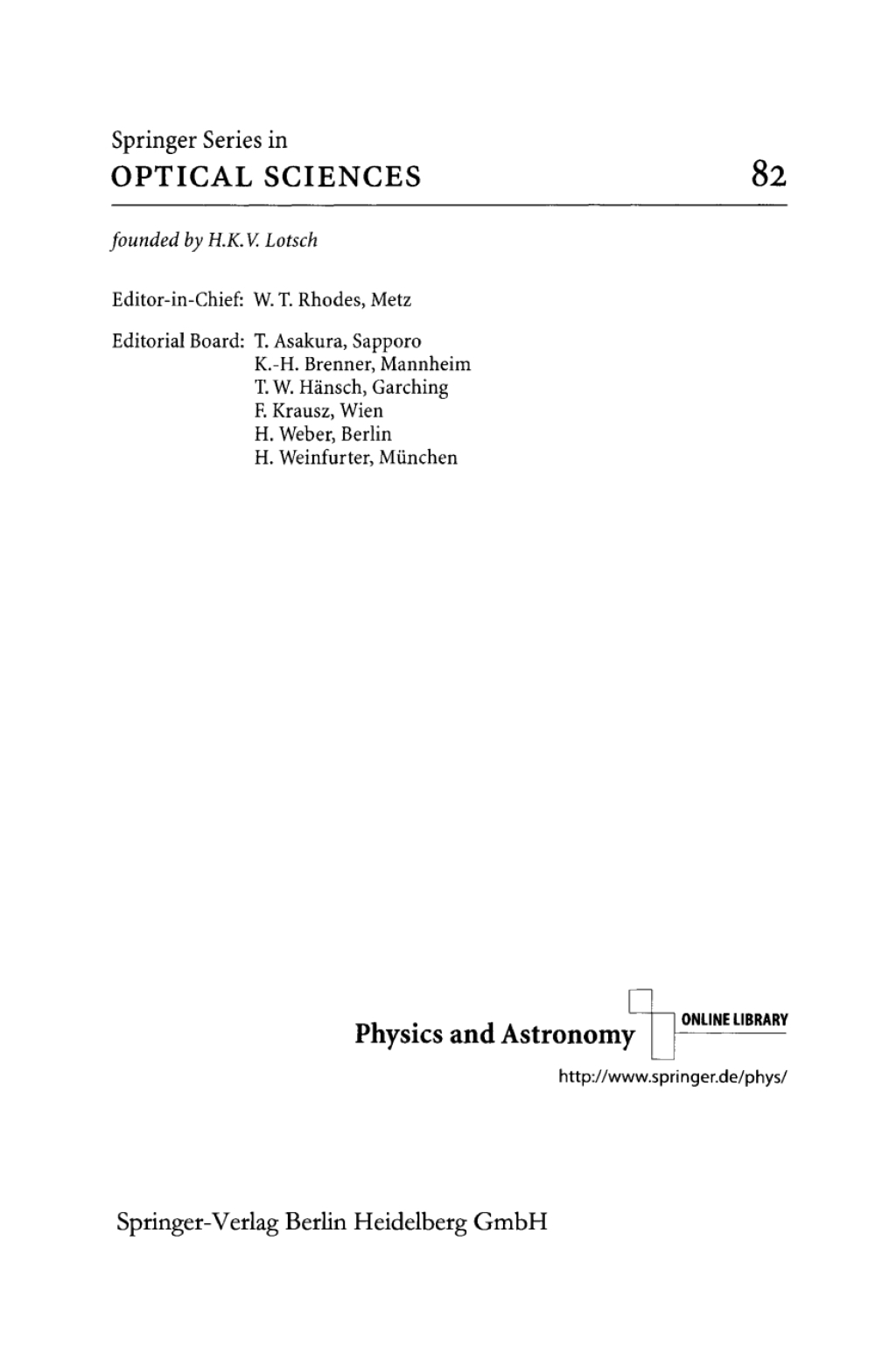 Spatial Solitons 1st Edition