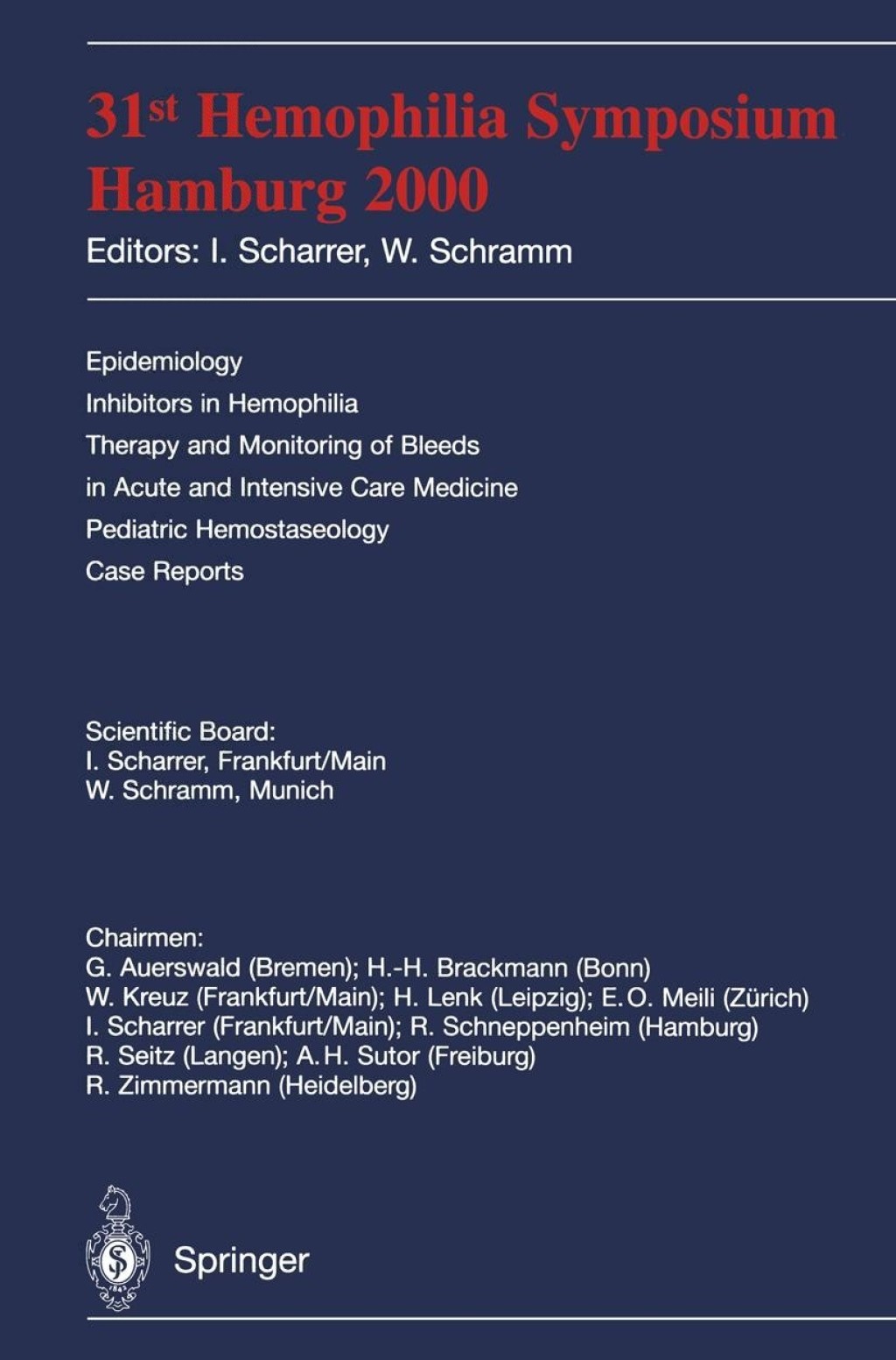 31st Hemophilia Symposium Hamburg 2000 1st Edition