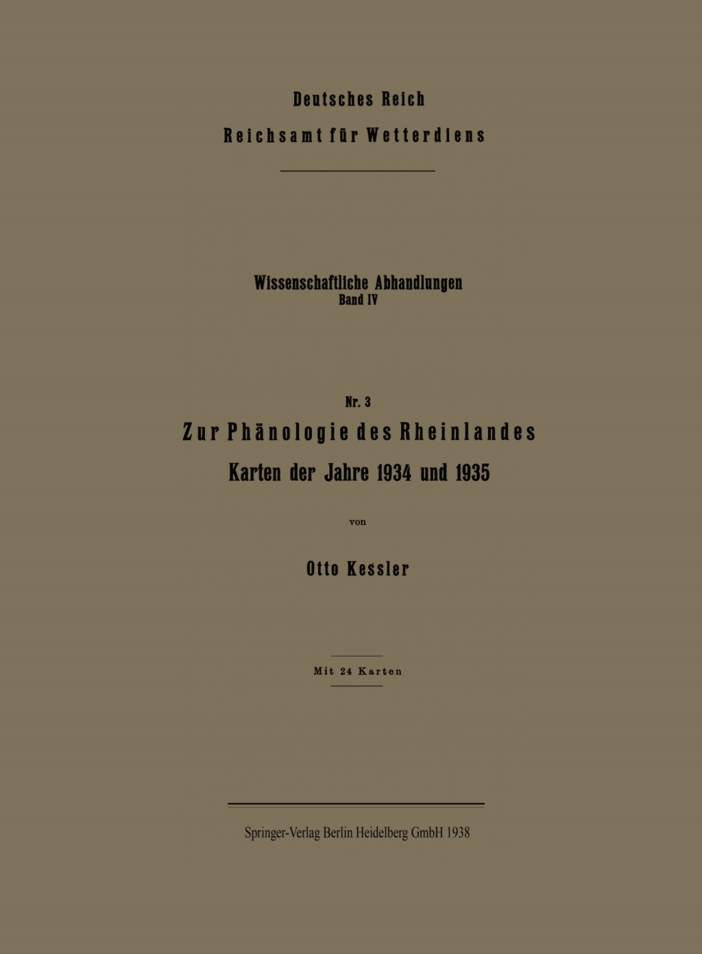 Zur PhÃƒÂ¤nologie des Rheinlandes Karten der Jahre 1934 und 1935 