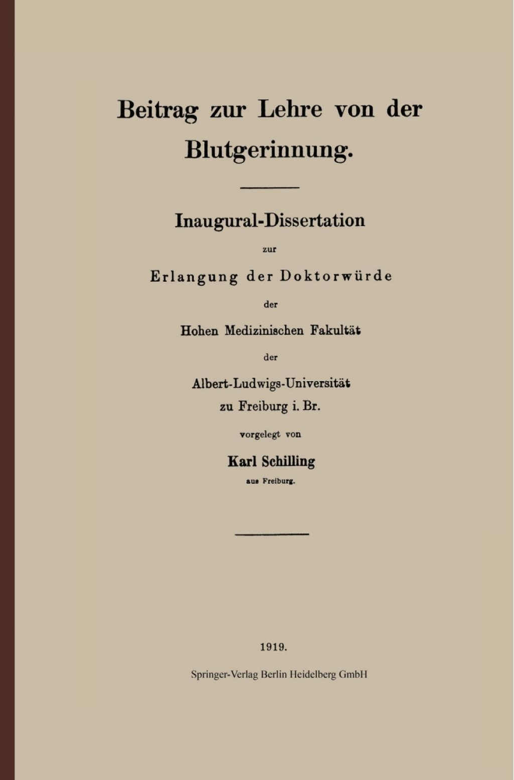 Beitrag zur Lehre von der Blutgerinnung 