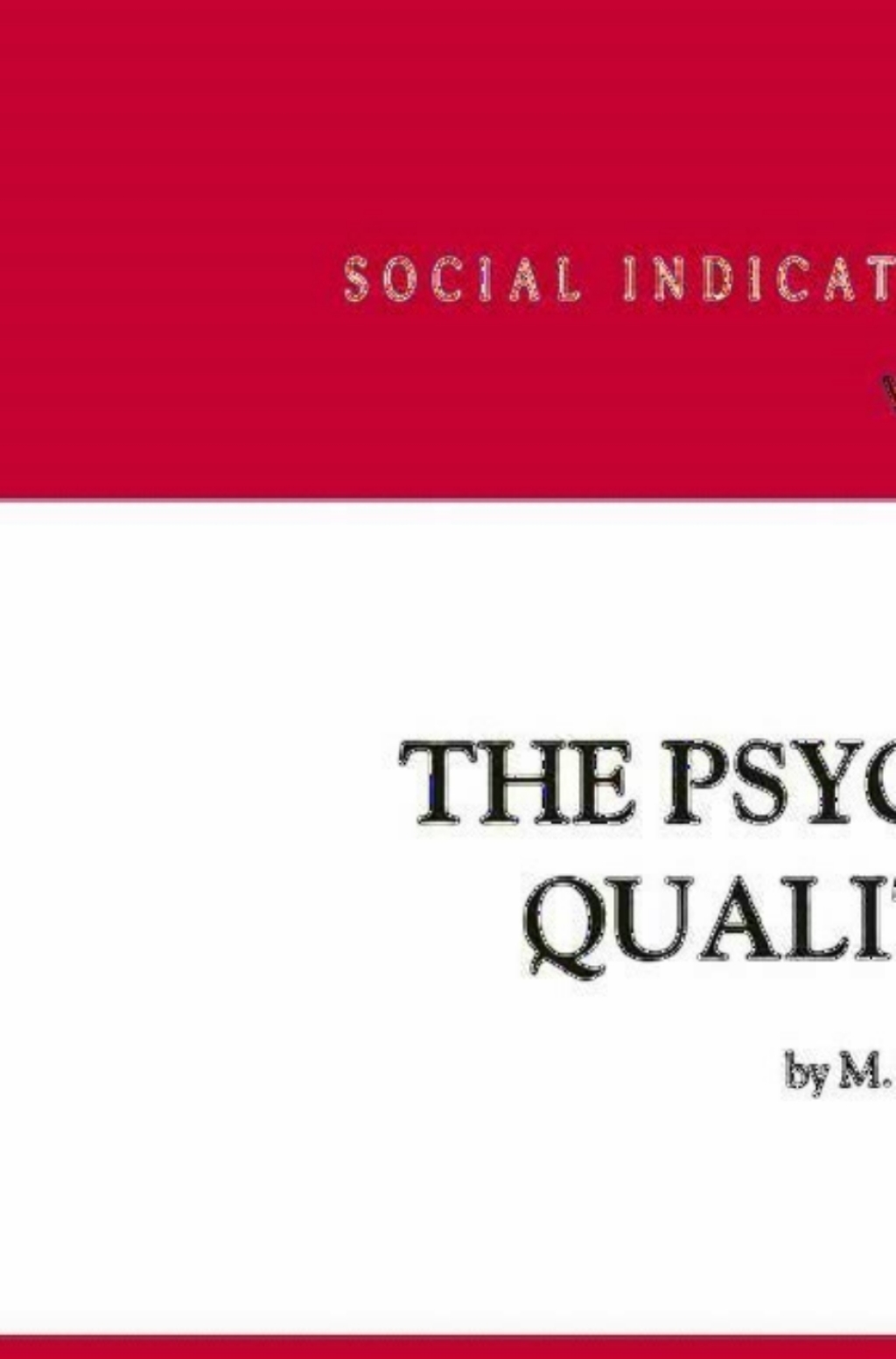 The Psychology of Quality of Life 