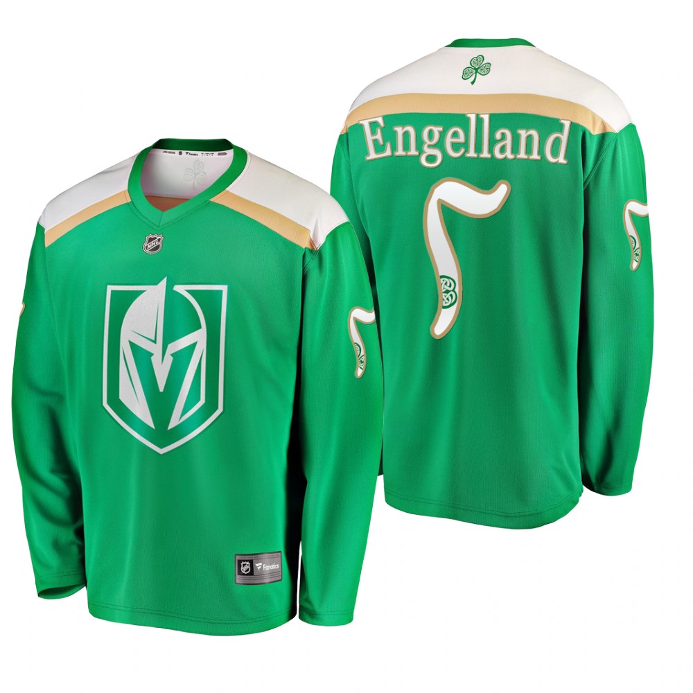 Vegas Golden Knights Deryk Engelland #5 2019 St. Patrick's Day Green Fanatics Branded Jersey