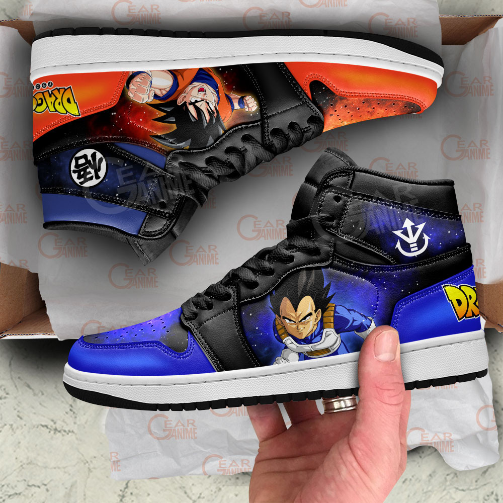 Vegeta and Goku JD1s Sneakers Dragon Ball Anime Shoes Mix Galaxy, Air Jordan Hightop