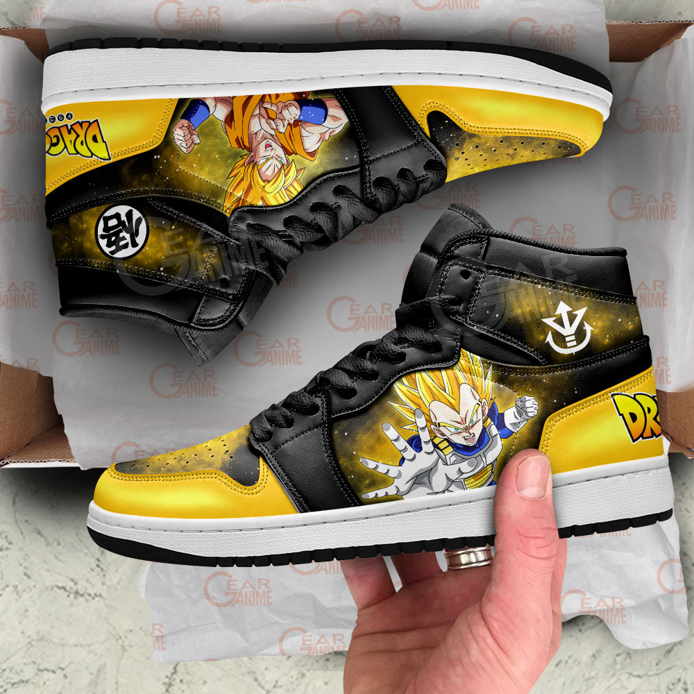 Vegeta and Goku Super Saiyan JD1s Sneakers Dragon Ball Anime Shoes Mix Galaxy, Air Jordan Hightop