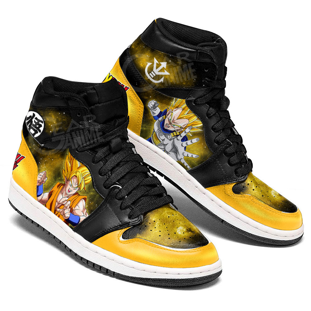 Vegeta and Goku Super Saiyan JD1s Sneakers Dragon Ball Anime Shoes Mix Galaxy, Air Jordan Hightop